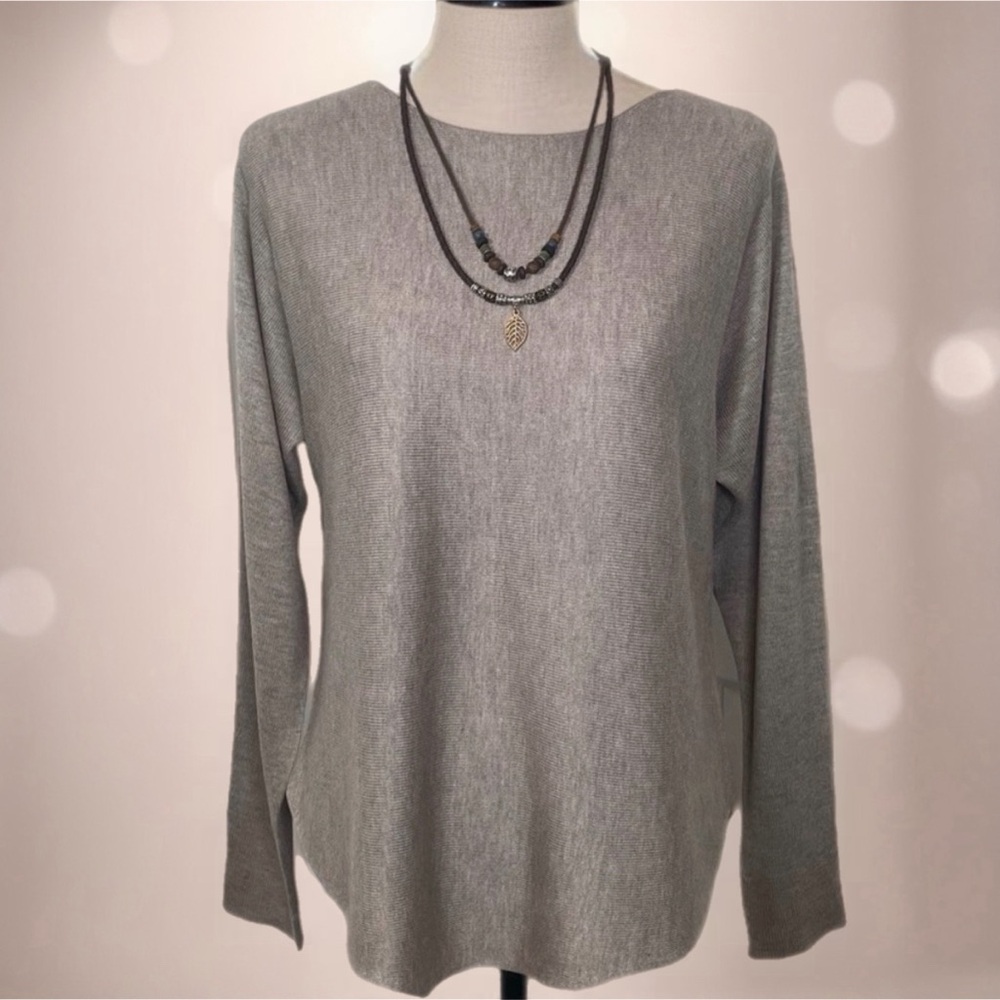 Magaschoni Tan Cashmere Blend Round Neck Round Hem Sweater Size XS